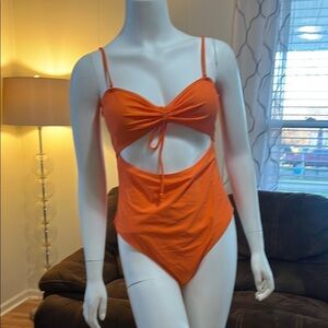 Orange women One Piece Swimsuit